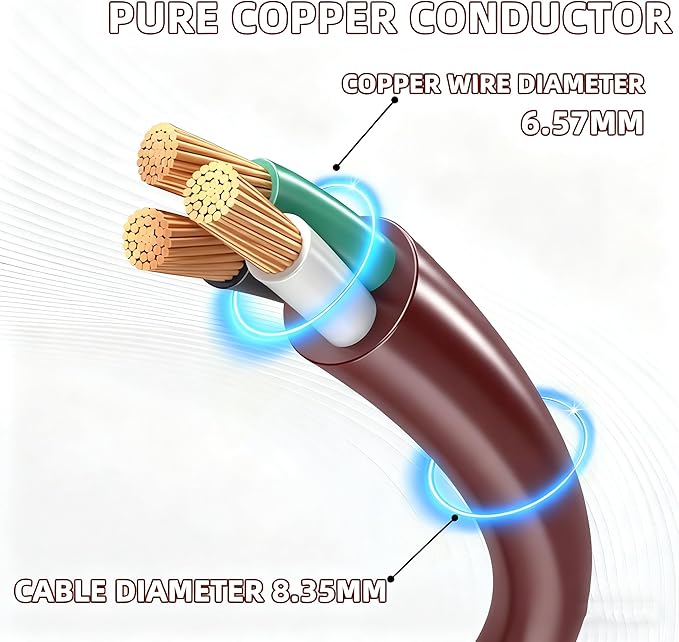 8FT Brown Outdoor Extension Cord-16/3 SJTW Durable Extension Cord - Image 3