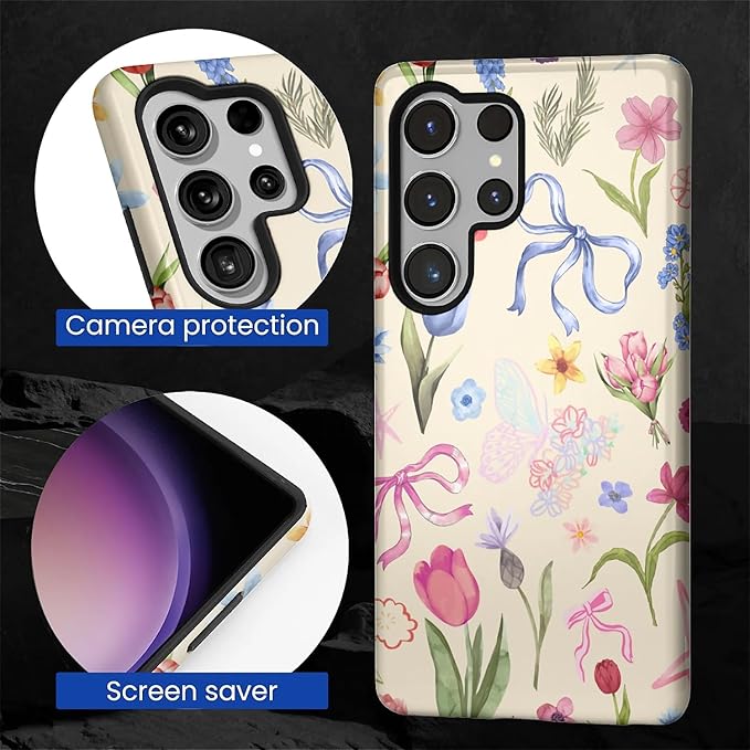 for Samsung Galaxy S25 Ultra Case, HL2 Aesthetic Flower Preppy Collage Hybrid 2 - Image 4