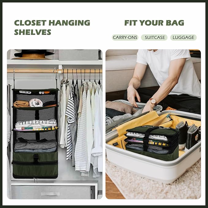 Surblue Hanging Closet Storage Bag Collapsible 3-Shelf Washable Oxford Fabric - Image 3