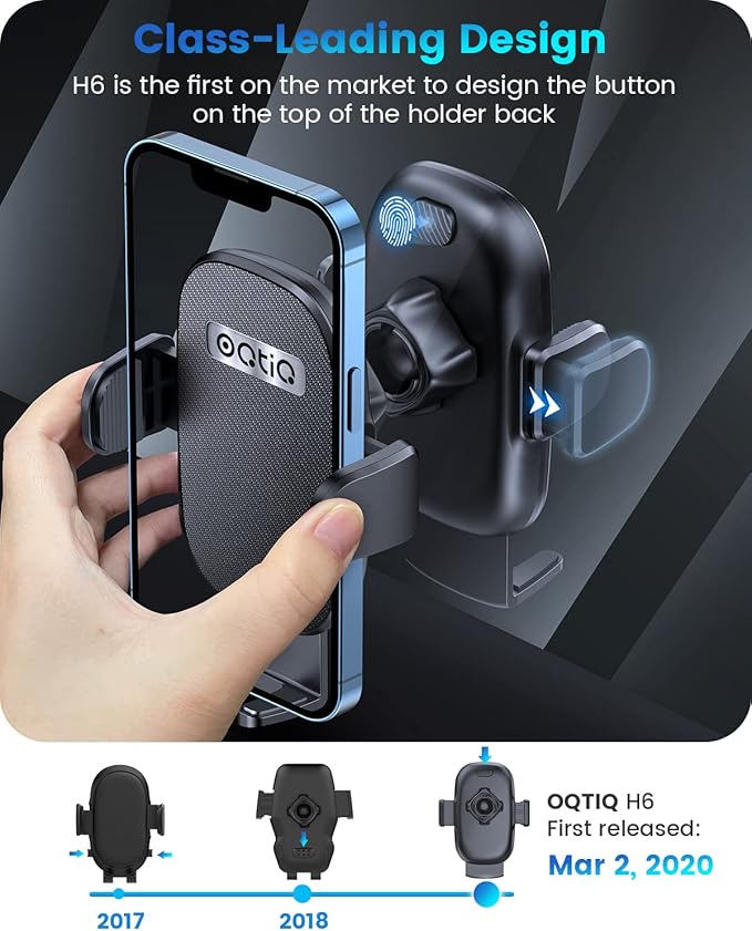 OQTIQ 3-in-1 Car Phone Mount for Dashboard, Windshield & Air Vent – Strong - Image 3