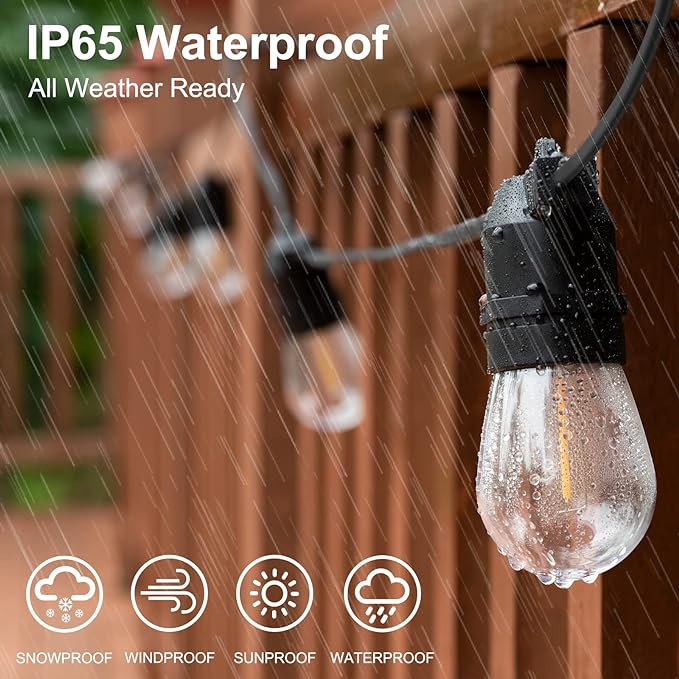 S14 LED Outdoor String Lights, Shatterproof IP65 27Ft - Image 3