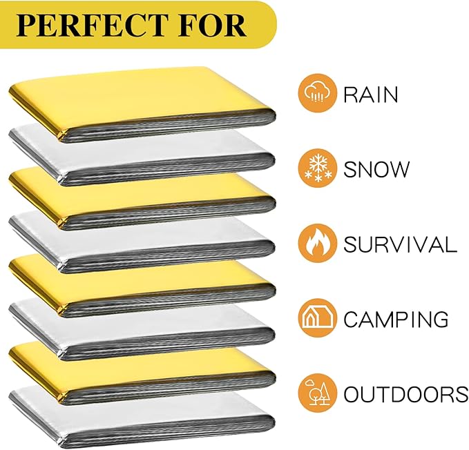 Macarrie 100 Pack Emergency Thermal Blankets Silver Foil Survival Blanket Kit - Image 4