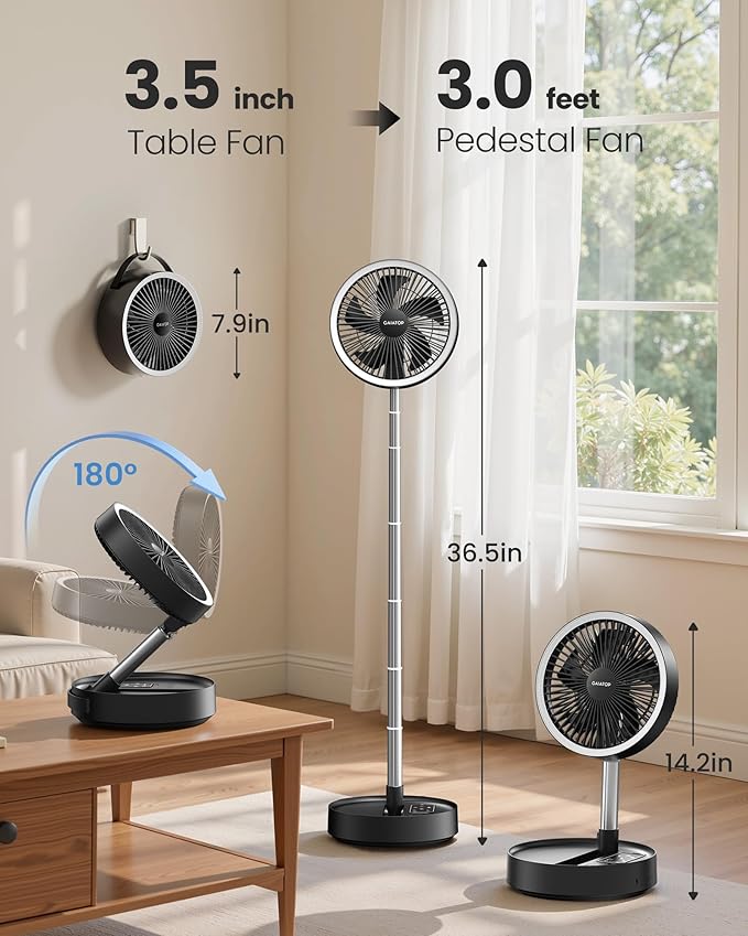 Gaiatop Portable Pedestal Fan 16000mAh Battery, Foldable Oscillating Standing - Image 7
