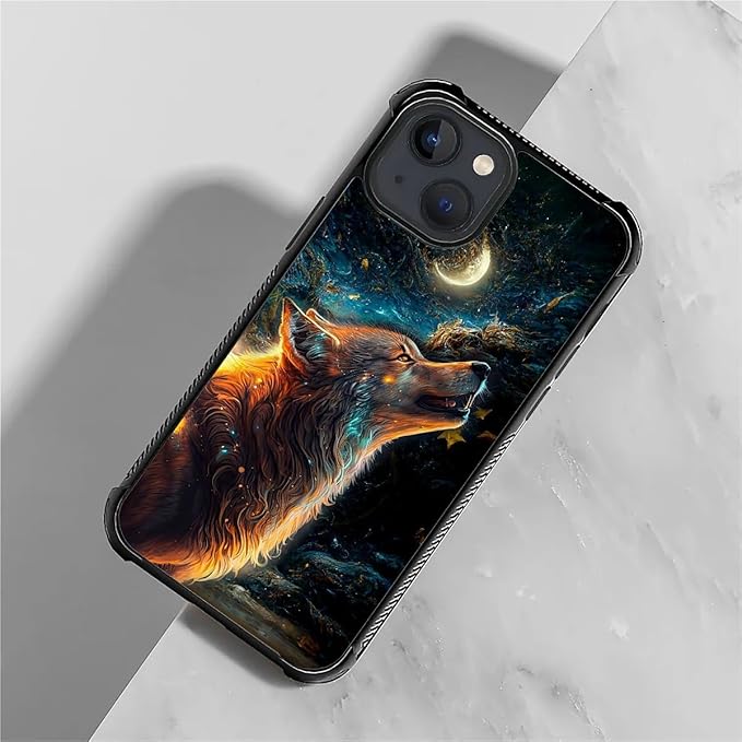 for iPhone 15 Case, Star Cave Hungry Wolf Pattern Graphic Design Girl Boy Soft - Image 3