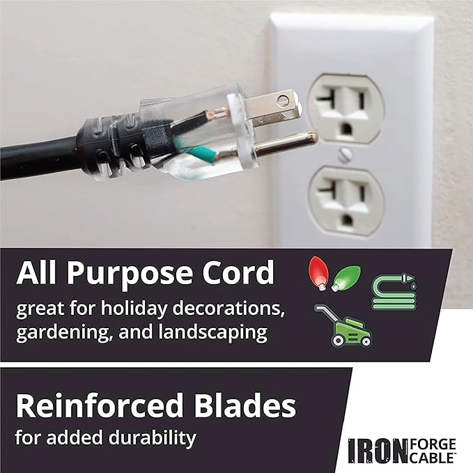 Iron Forge Cable 3 ft Lighted Outdoor Extension Cord - Image 7