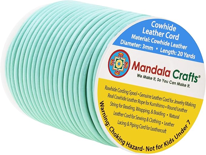 Mandala Crafts Round Genuine Mint Leather Cord by MandalaCrafts