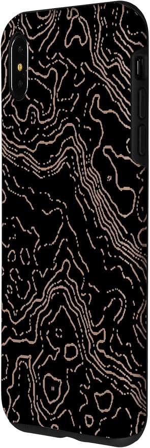 Topography Black & Brown Abstract Pattern Topographic Map Case - Image 2