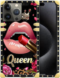 Compatible with iPhone 16 Pro Max Case, Glitter Red Rose Queen Leopard Lipstick by Unknown