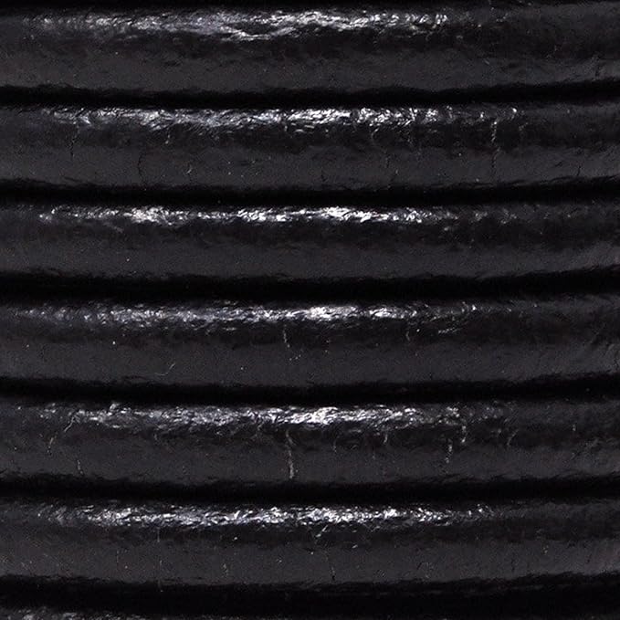 Mandala Crafts Round Genuine Black Leather Cord - Image 3