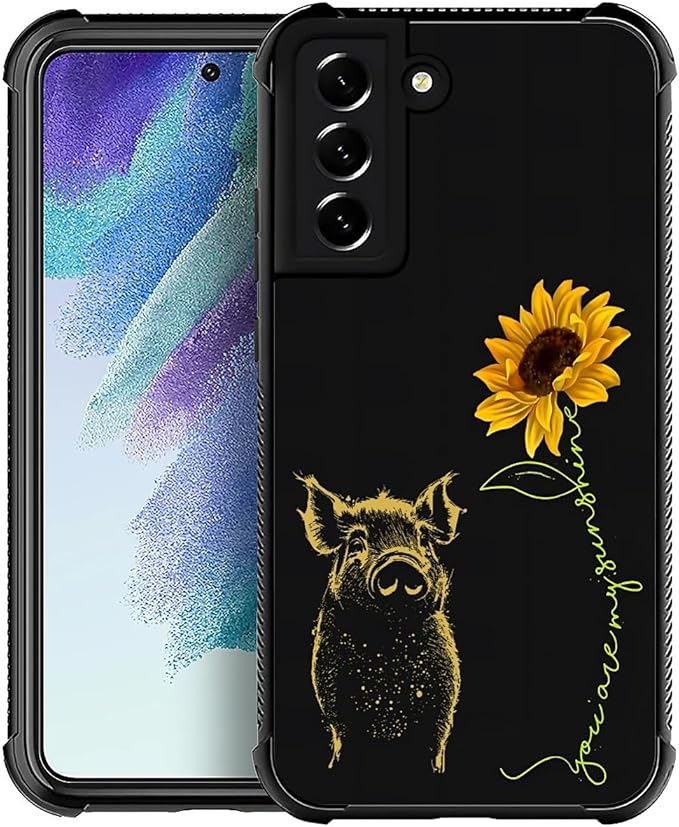 for Samsung Galaxy S21 Plus Case, Pig Sunflower Yellow Sunshine Pattern Graphic by FKBRCL4U