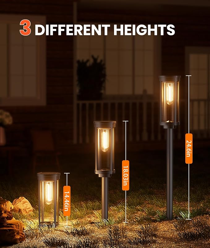 NEWMESSI 4 Pack Solar Pathway Lights Outdoor, Modern Super Brightness LED Solar - Image 5