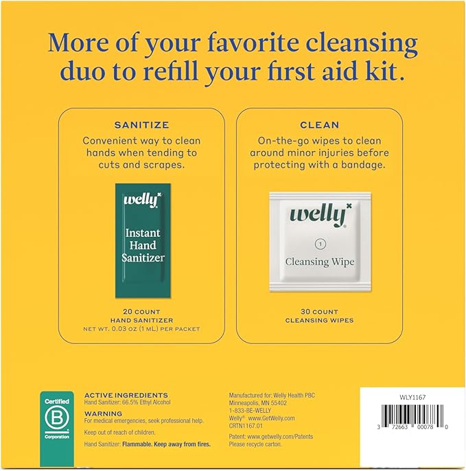 Welly First Aid Kit Refill Clean Carton 50ct | Individually wrapped Hand - Image 3