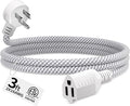 16 Gauge Braided Extension Cord 3 FT, 16/3 Flat Plug Power Cord Indoor by Seeklyze
