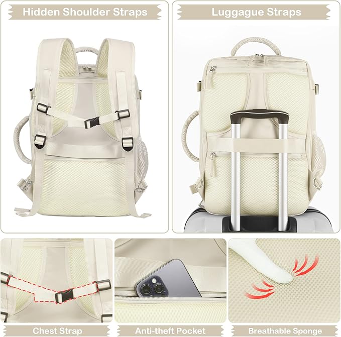 Hanples Travel Backpack for Women Men Large Carry On Person Item Flight - Image 7