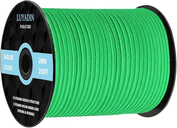 Paracord 240lb - Diameter 2mm Micro Utility Cord -3 Strand Parachute Spool Cord by LUYADIN