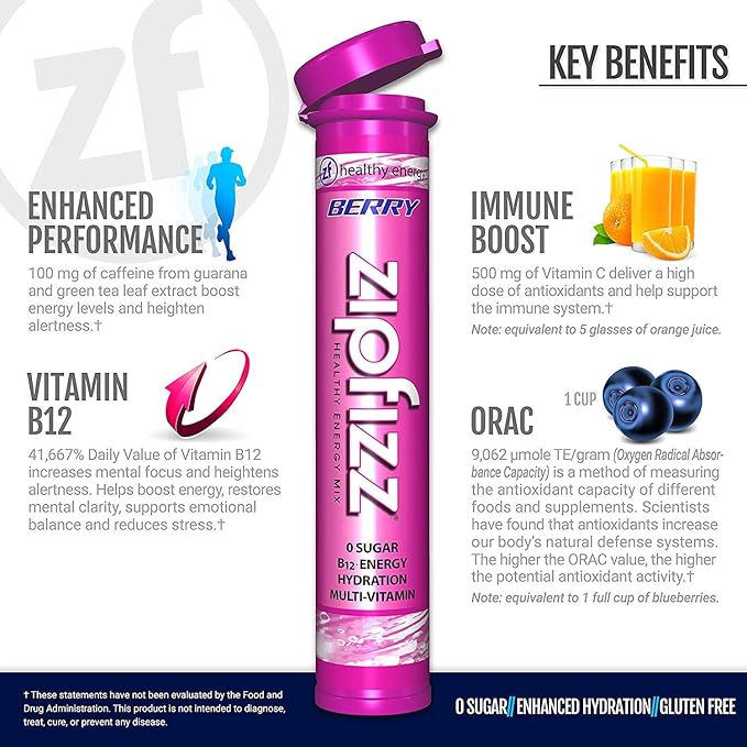 Zipfizz Daily Energy Drink Powder, 12 Pack | 3-in-1 Sustained Energy, Rapid - Image 3