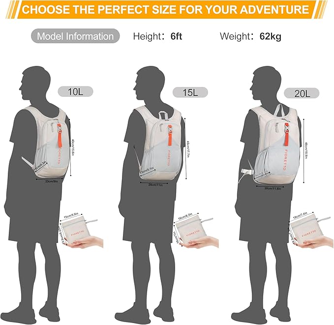 FIORETTO 15L Hiking Backpack for Women Men Mini Packable Backpack Lightweight - Image 7