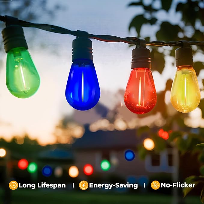 GvvooHome 24 Pack S14 Colored LED String Light Bulbs, 1W Plastic Shatterproof - Image 2