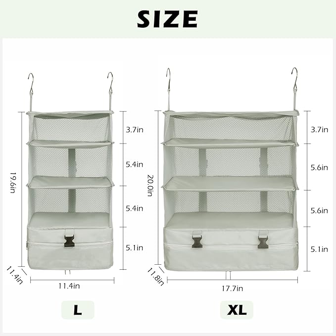 Surblue Hanging Closet Storage Bag Collapsible 3-Shelf Washable Oxford Fabric - Image 2