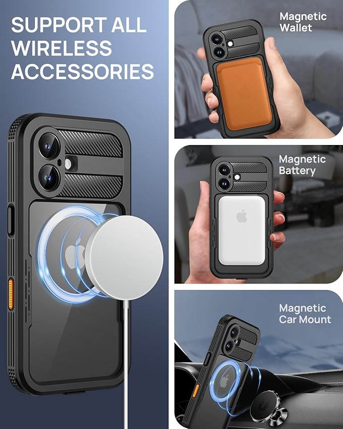 Lanhiem Magnetic for iPhone 16 Case, IP68 Waterproof Dustproof Case, Full Body - Image 3