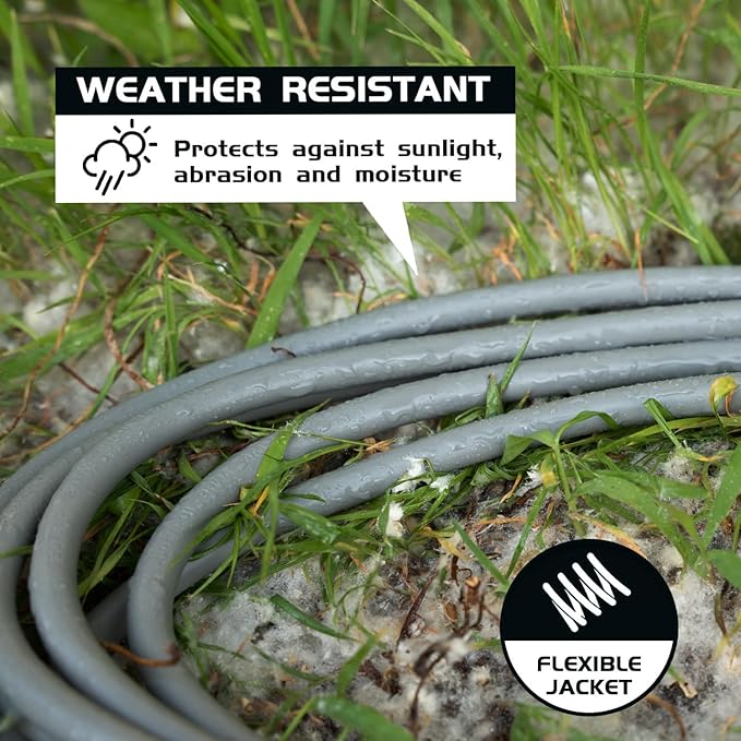 Indoor Outdoor Extension Cord Weatherproof, UL Certified, 16 Gauge 8FT Grey 3 - Image 3