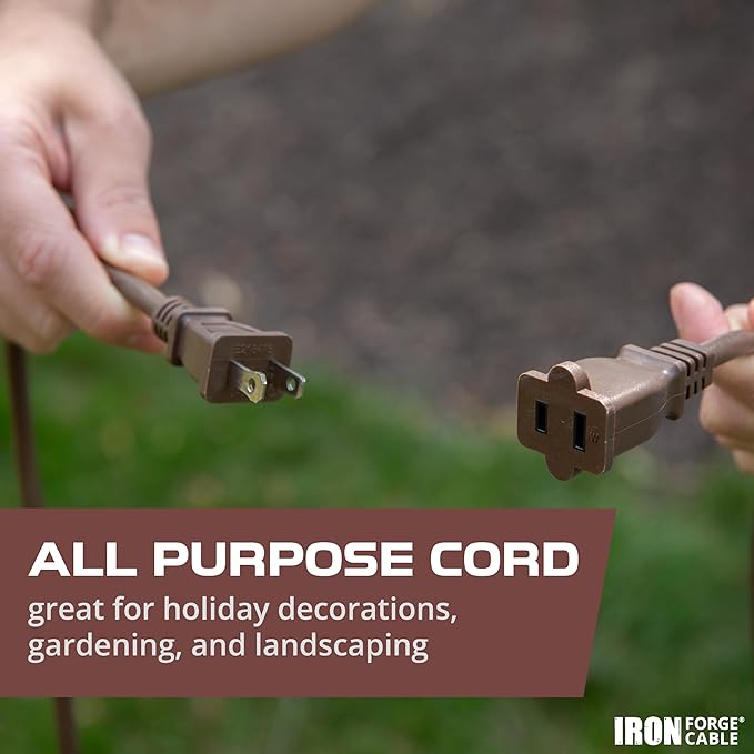 Iron Forge Cable 2 Prong Outdoor Extension Cord 50 ft, 16/2 SJTW 50 Foot Brown - Image 4