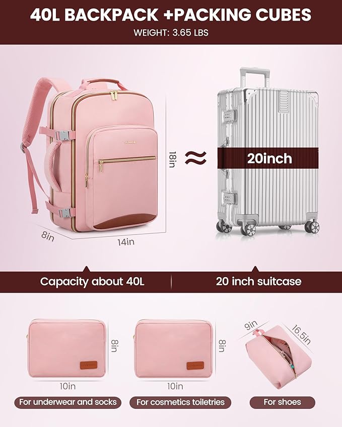 LOVEVOOK Travel Backpack for Women & Men 40L, Airline Approved Carry On - Image 5