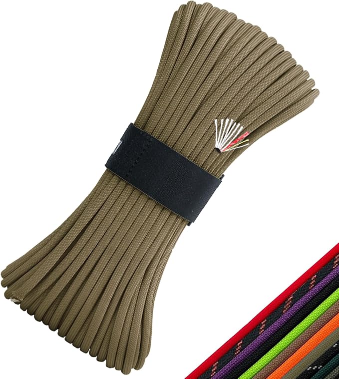 Survival Paracord 550 Fire Paracord Survivor Cord Nlyon Rope 10 Strands US - Image 9