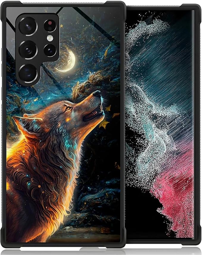 for Samsung Galaxy S23 Ultra Case, Star Cave Hungry Wolf Pattern Graphic Design by FKBRCL4U
