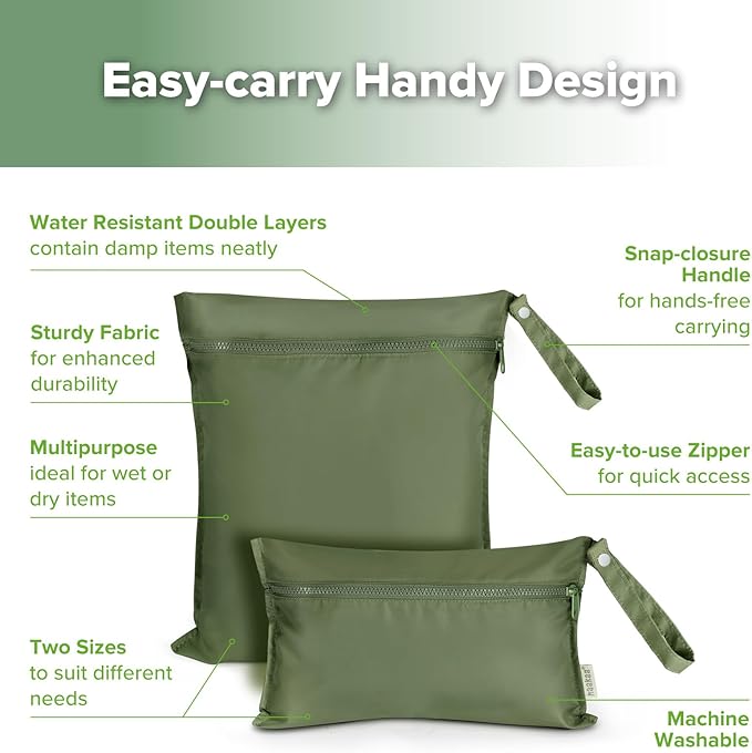haakaa Waterproof Wet Bags for Baby Wet Dry Bags for Cloth Diaper, Swimsuit & - Image 4