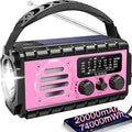 74000mWh Emergency Radio with NOAA Weather, Portable Hand Crank SW/AM/FM by QAUYYW