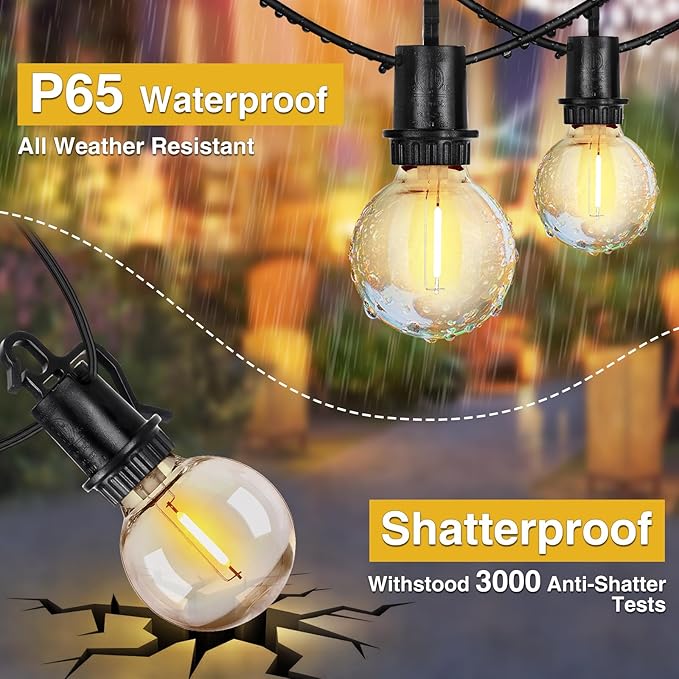 ZJOJO 50FT Outdoor String Lights, G40 Globe Outdoor Lights - Image 4