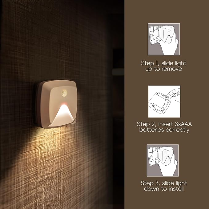 innofox 6-Pack Stick-on Motion Sensor Lights, Warm White LED Night Light - Image 7