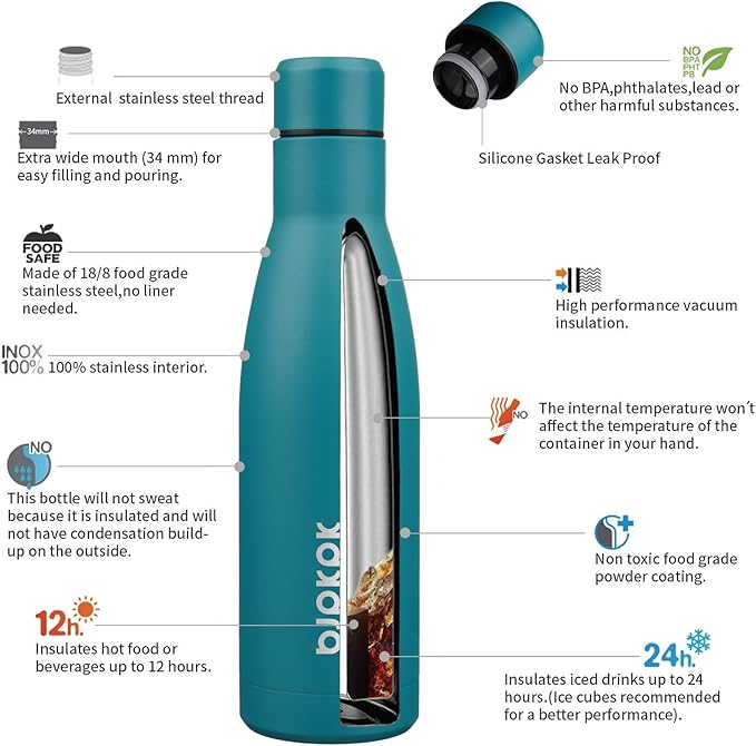 BJPKPK 17oz Insulated Water Bottles Stainless Steel Sports Water Bottles Keep - Image 3