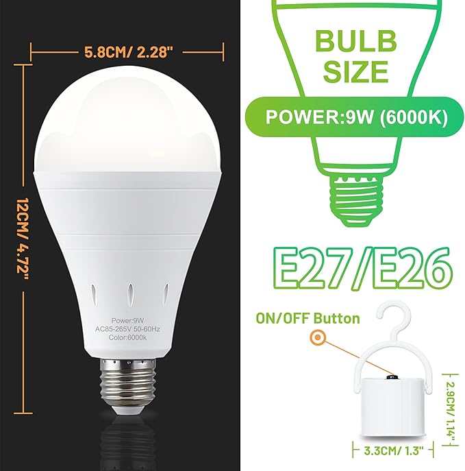 DEBAOBULB 10 Pack Rechargeable Emergency Light Bulbs, Battery Powered LED Light - Image 8