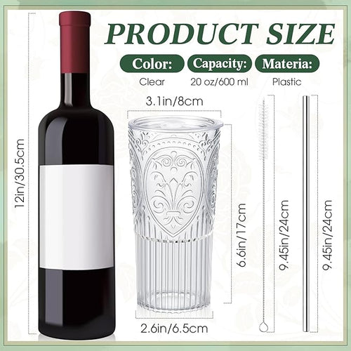8 Set 20oz Vintage Plastic Tumbler - Image 2