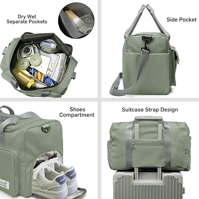 Suruid Travel Duffel Bag with Shoes Compartment Sports Gym Bag with Dry Wet - Image 3