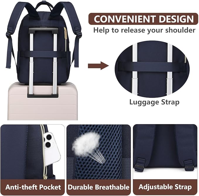 Laptop Backpack for Women, Fits 15.6 Inch Laptop Bag, Fashion Travel Work - Image 5