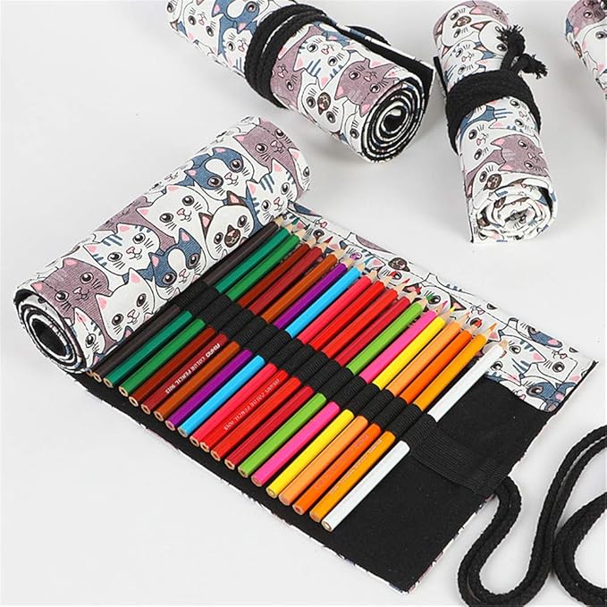 Funny live 24/36/48/72 Slots Colored Pencil Wrap Roll up Pen Holder Case - Image 5
