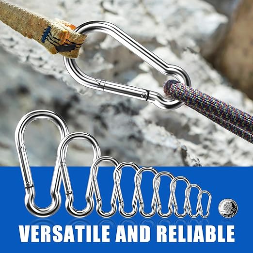 Carabiner Clip Hooks, 304 Stainless Steel Spring Snap Hook Fits Camping Hiking - Image 6