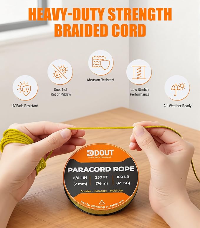 DDOUT 2mm Paracord 100lb, Thin Micro Paracord Rope, DIY Projects, Camping & - Image 2