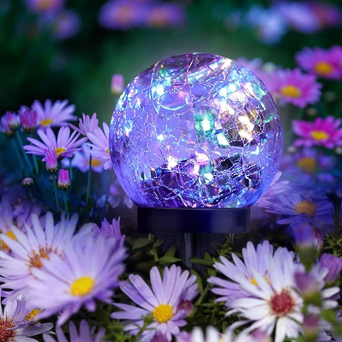 SyouHome Solar Garden Lights Outdoor Waterproof, 6 Pack Cracked Glass Ball Light - Image 4