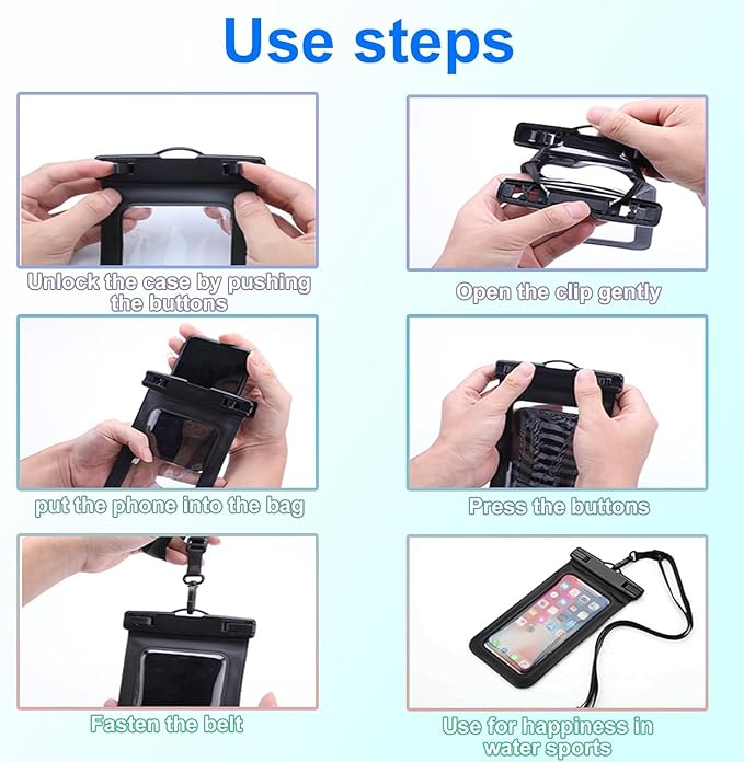 3 Pack Waterproof Phone Pouch IPX8 Universal Waterproof Case Dry Bag Phone - Image 8