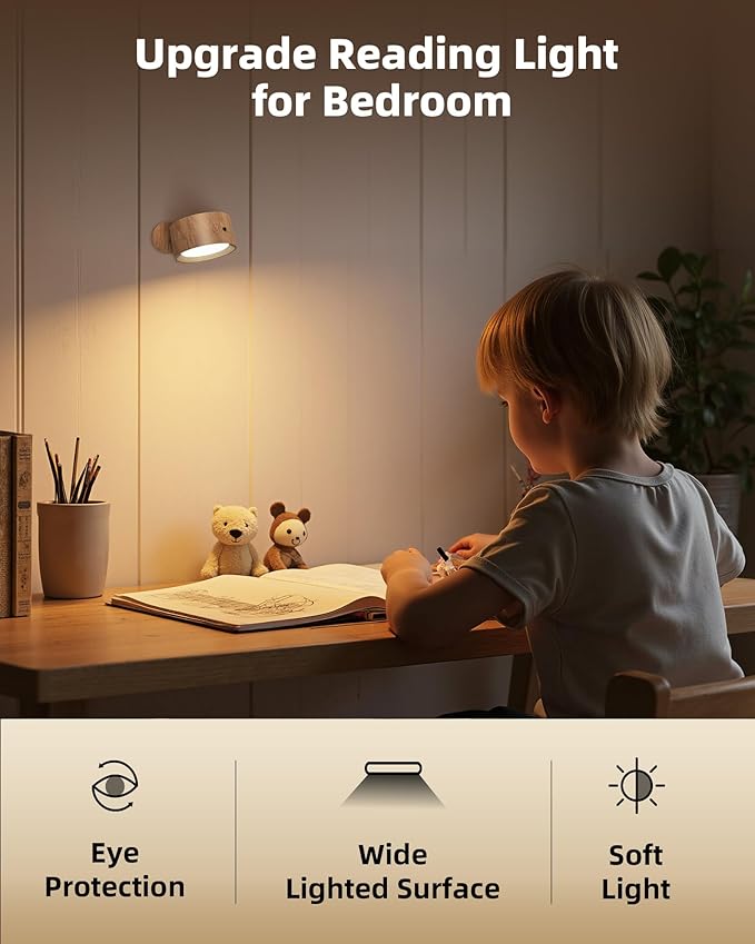 LED Wall Mounted Lights, Rechargeable Wall Sconce Lamps, 3 Color Temps & Remote - Image 4