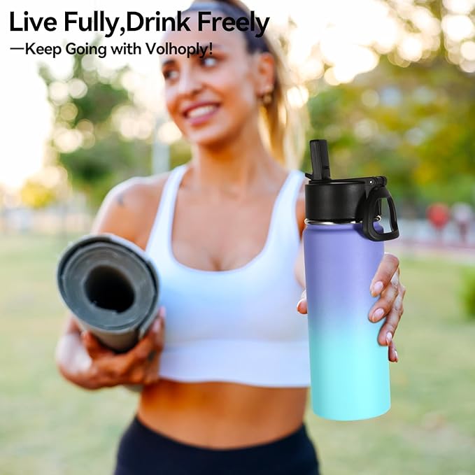 Volhoply 18oz Insulated Water Bottle Bulk 2 Pack, Kids Stainless Steel Water - Image 7
