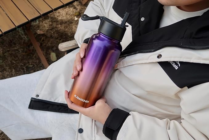 KXIAOCHEN Insulated Water Bottle, Stainless Steel Water Bottle, 2 Lids - Image 7