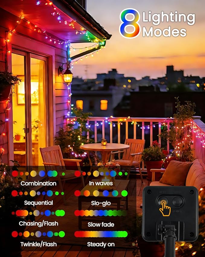 OZS 4 Pack 320LED Solar Christmas String Lights Outdoor, Waterproof 8 Modes - Image 3