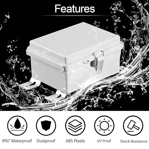LeMotech Electrical Box, IP67 Waterproof Hinged Cover Stainless Steel Latch - Image 3