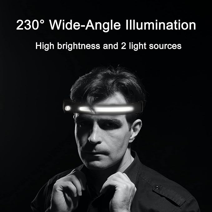 EGUKU Headlamp Rechargeable, Rechargeable LED Headlamps 1200Lumens 2 COB - Image 7