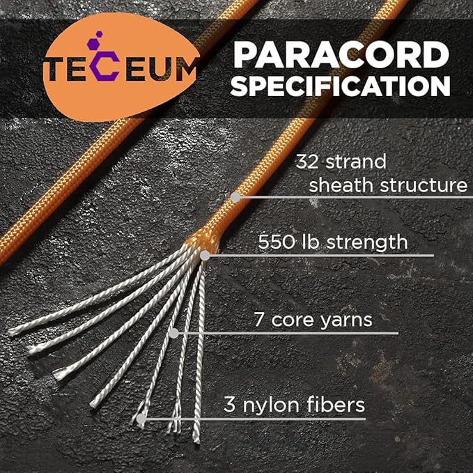 TECEUM Reflective Paracord Rope 1000 – 1000ft/200ft/100ft/50ft – 40+ Colors – - Image 2